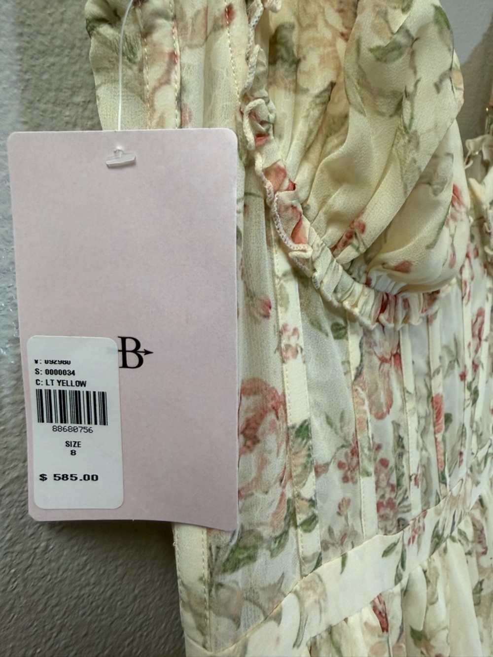 V. Chapman Floral Corset Maxi Dress Lace Up Back Ruffle Hem Size 8 NWT - Picture 8 of 17